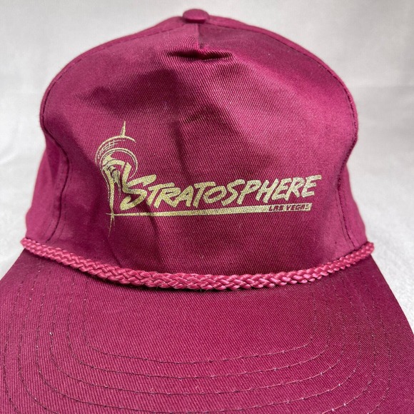 Stratosphere Las Vegas Hat Mens OS Red Snapback Cap A Frame Rope Burgundy - Picture 5 of 10